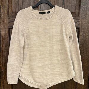 Jeanne Pierre Heathered Oatmeal /Cream Cotton Rollneck Sweater